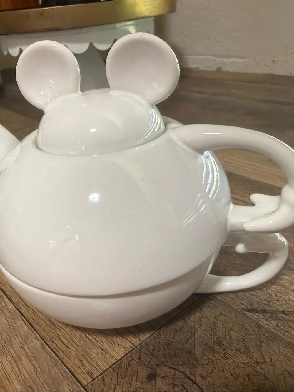 Disneyland Mickey Mouse Tea|Stacking Teapot Cup Set White Ceramic Thailand